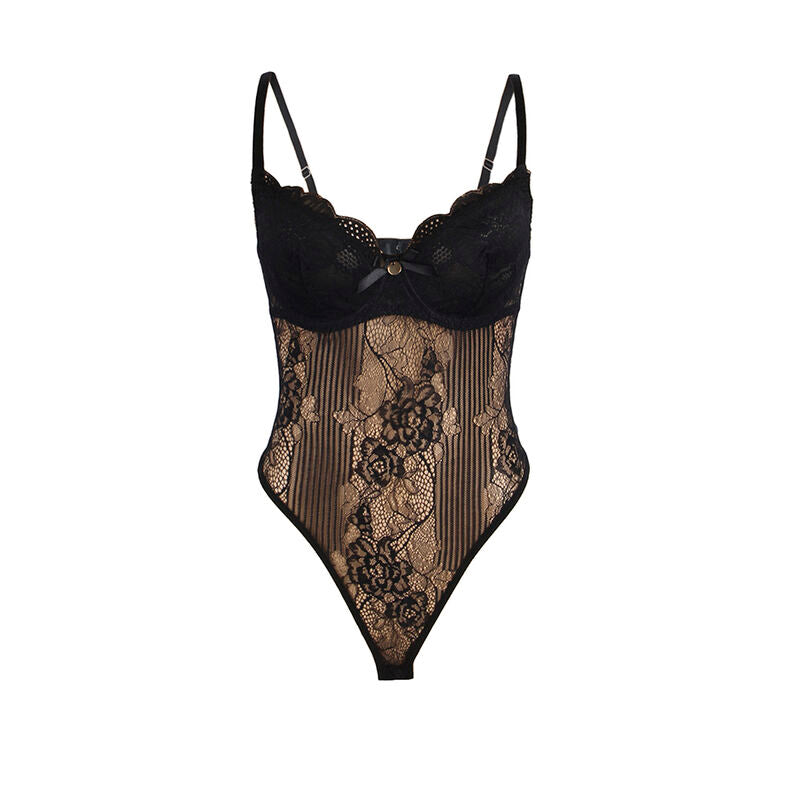 SUBBLIME - 955618 LACE BODYSUIT WITH BOTTOM CLOSURE BLACK S/M - 2