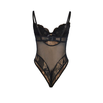 SUBBLIME - 955625 LACE BODYSUIT WITH BOTTOM CLOSURE BLACK L/XL - 1