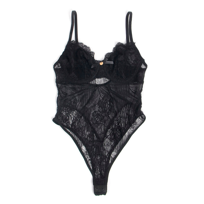 SUBBLIME - 955618 LACE BODYSUIT WITH BOTTOM CLOSURE BLACK S/M - 10