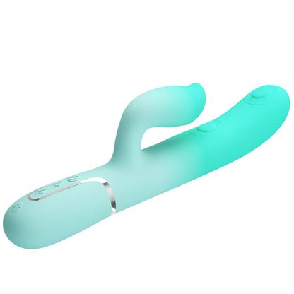 PRETTY LOVE - GIGI MULTIFUNCTIONAL RABBIT VIBRATOR, AQUA GREEN