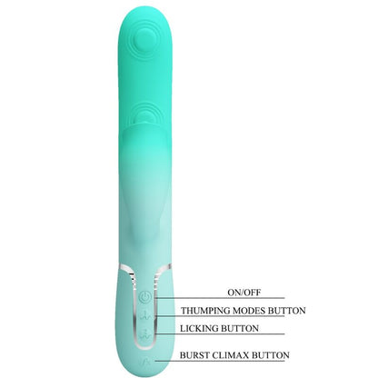 PRETTY LOVE - GIGI MULTIFUNCTIONAL RABBIT VIBRATOR, AQUA GREEN
