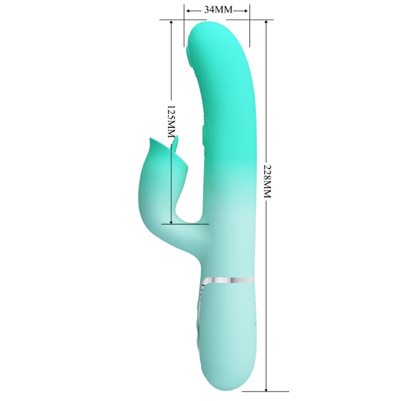 PRETTY LOVE - GIGI MULTIFUNCTIONAL RABBIT VIBRATOR, AQUA GREEN