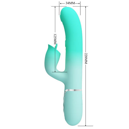 PRETTY LOVE - GIGI MULTIFUNCTIONAL RABBIT VIBRATOR, AQUA GREEN
