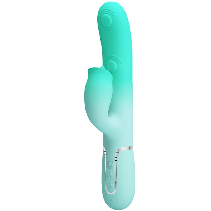 PRETTY LOVE - GIGI MULTIFUNCTIONAL RABBIT VIBRATOR, AQUA GREEN
