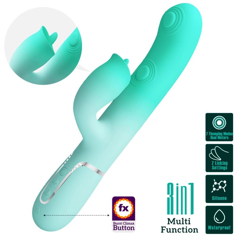 PRETTY LOVE - GIGI MULTIFUNCTION RABBIT VIBRATOR AQUA GREEN - 11