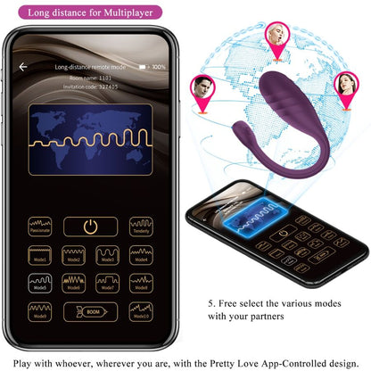 PRETTY LOVE - LEVIATHAN APP CONTROLLED VIBRATOR PURPLE - 16