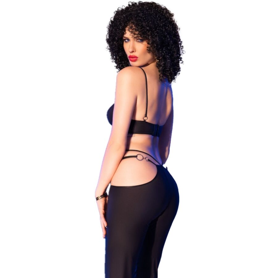 CHILIROSE - CR 4851 BLACK TOP AND LEGGINGS SET WITH GOLDEN ACCESSORIES L - M - 12