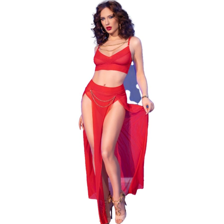 CHILIROSE - CR 4850 RED TOP AND LEGGINGS SET WITH GOLDEN ACCESSORIES S - L - 9