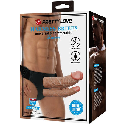 PRETTY LOVE - KEAVEN HARNESS BRIEFS UNIVERSAL & COMFORTABLE DOUBLE DILDO - 6