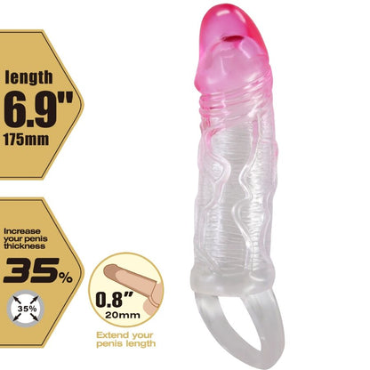 PRETTY LOVE - ODES REALISTIC 2 CM ENLARGEMENT SHEATH FOR PENIS PINK - 3