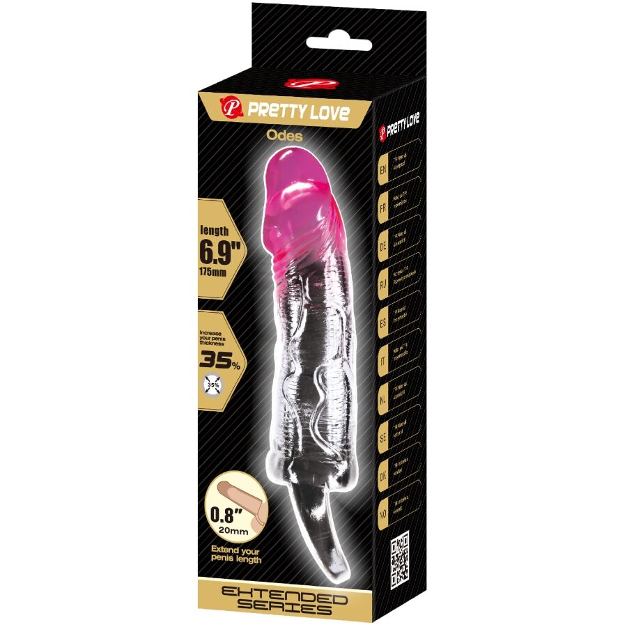 PRETTY LOVE - ODES REALISTIC 2 CM ENLARGEMENT SHEATH FOR PENIS PINK - 4