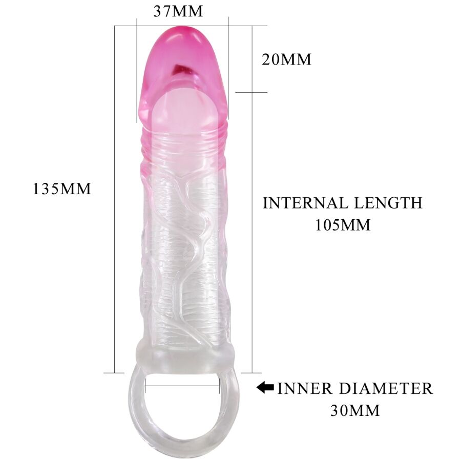 PRETTY LOVE - ODES REALISTIC 2 CM ENLARGEMENT SHEATH FOR PENIS PINK - 5