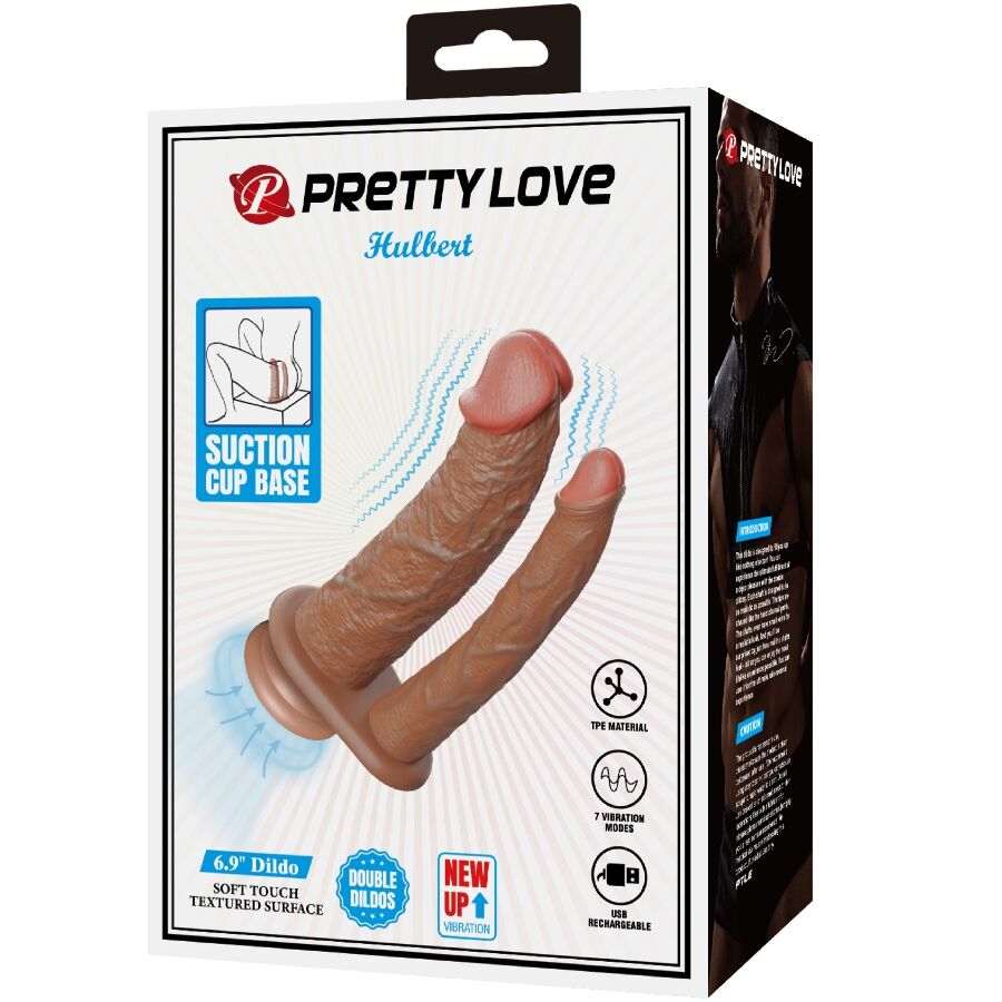 PRETTY LOVE - HULBERT REALISTIC DOUBLE DILDO WITH VIBRATION MULATO