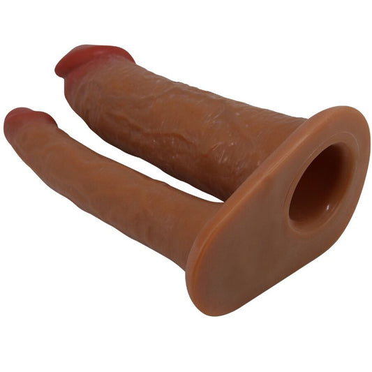 PRETTY LOVE - YAIRON DOUBLE PENIS SLEEVE WITH 4 CM EXTENSION MULATTO - 1