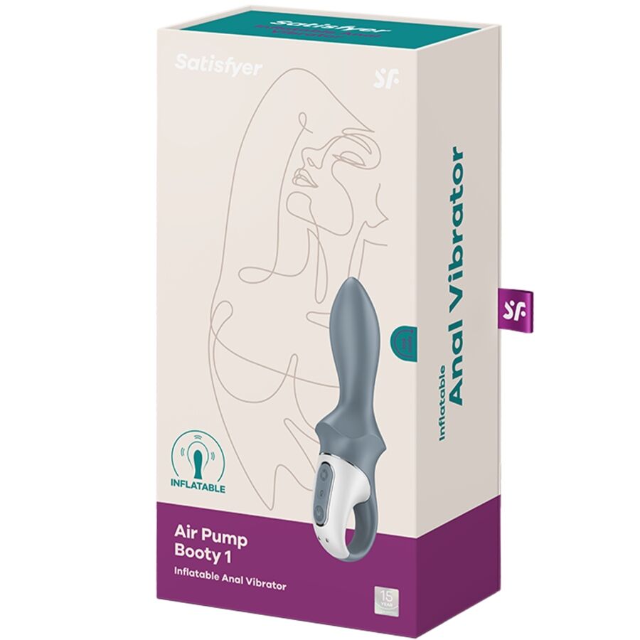 SATISFYER - AIR PUMP BOOTY 1 INFLATABLE ANAL VIBRATOR GREY