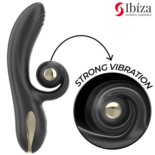 IBIZA - TWISTER VIBRATOR WITH CURVED STIMULATOR AND VIBRO-ROTATION