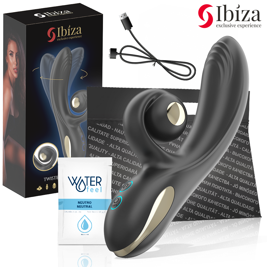 IBIZA - TWISTER VIBRATOR WITH CURVED STIMULATOR AND VIBRO-ROTATION