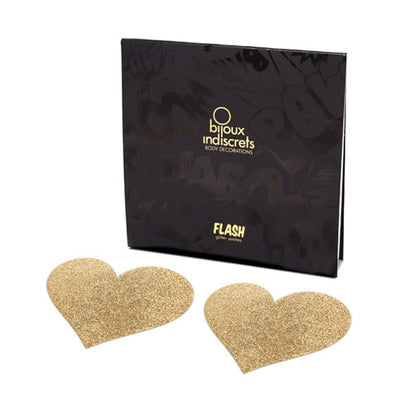 BIJOUX - INDISCRETS FLASH GOLDEN HEART NIPPLE COVERS - 2