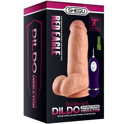 SHEQU - RED EAGLE VIBRATING DILDO WITH REMOTE CONTROL 17 CM
