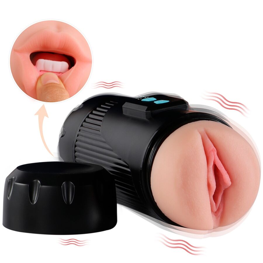 SHEQU - KAY DOUBLE MASTURBATOR WITH DOUBLE MOUTH AND VAGINA VIBRATION