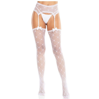 LEG AVENUE - HEART-SHAPED STOCKINGS WITH WHITE GARTERS