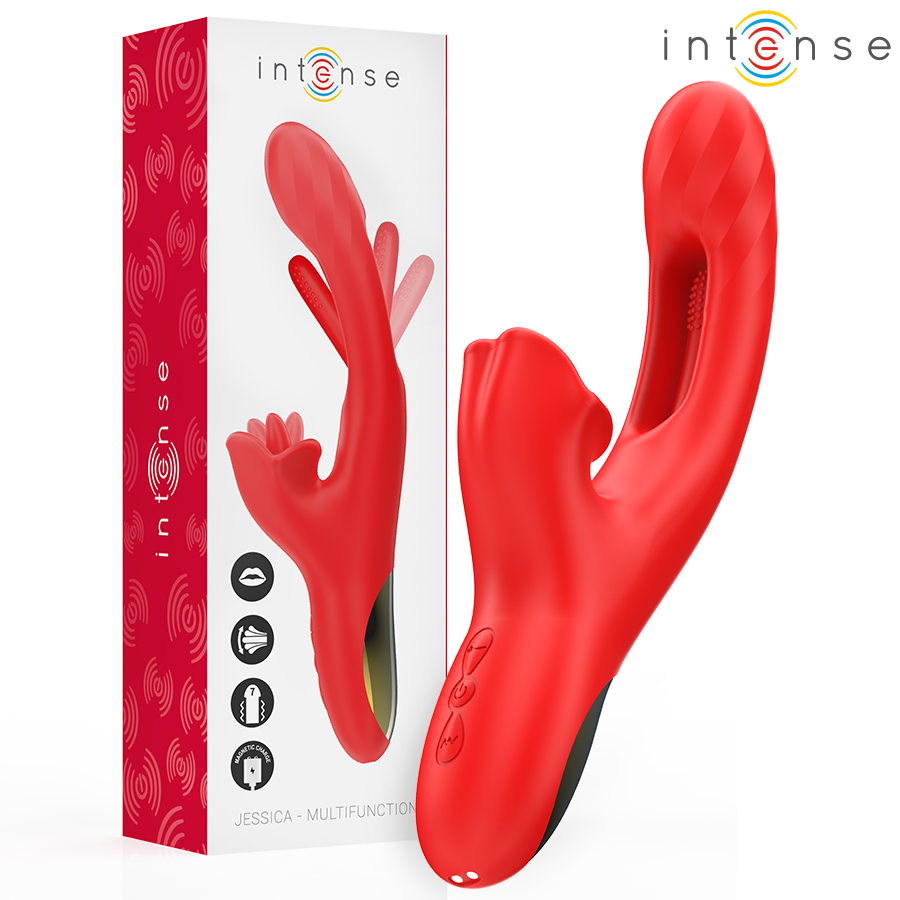 INTENSE - JESSICA MULTIFUNCTIONAL VIBRATOR CLITORAL STIMULATION 24.8 CM RED