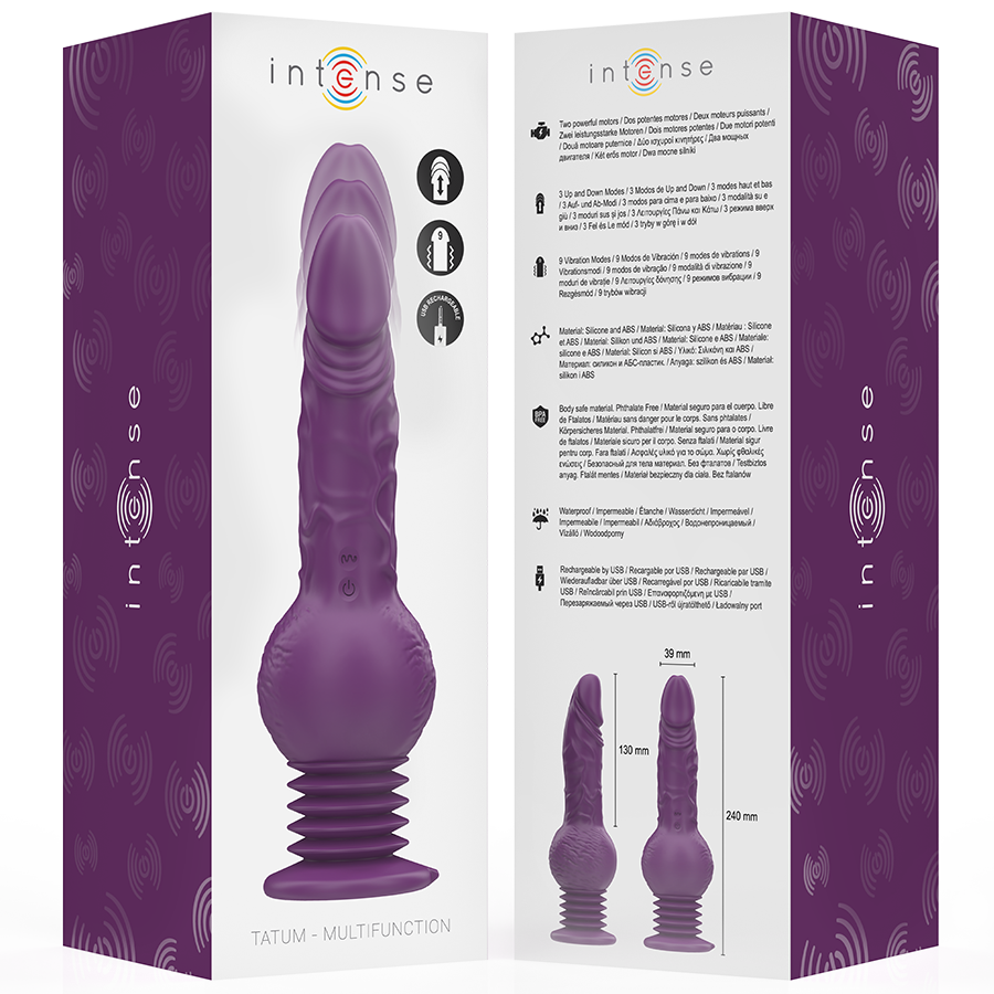 INTENSE - TATUM MULTIFUNCTIONAL VIBRATOR WITH UP AND DOWN VIBRATION 24 CM PURPLE