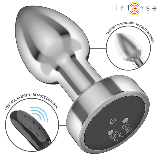 INTENSE - 10 VIBRATION METAL ANAL PLUG WITH REMOTE CONTROL S
