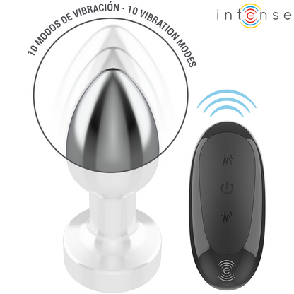 INTENSE - 10 VIBRATION METAL ANAL PLUG WITH REMOTE CONTROL S