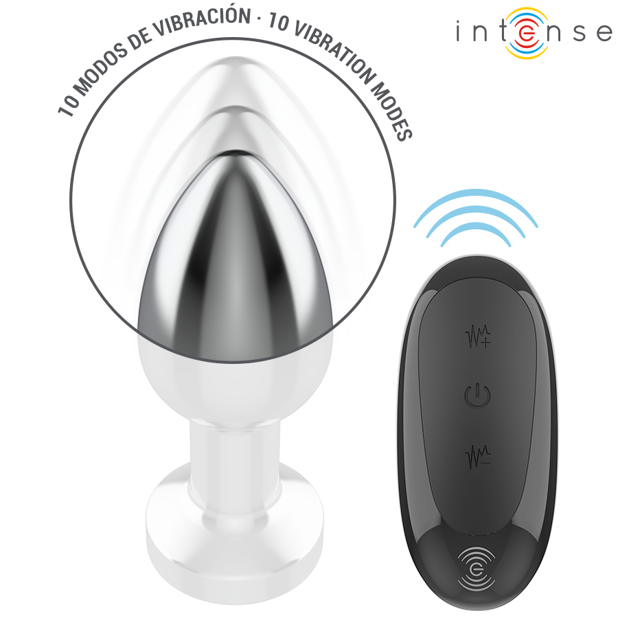 INTENSE - 10-VIBRATION METAL BUTTER PLUG WITH REMOTE CONTROL M