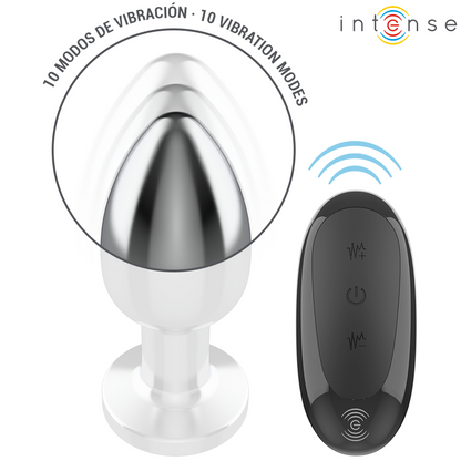 INTENSE - 10 VIBRATION METAL BUTTER PLUG WITH REMOTE CONTROL L