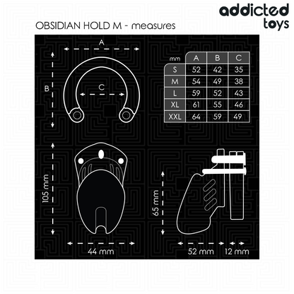 ADDICTED TOYS LOCKED - OBSIDIAN HOLD PENIS CAGE SIZE M