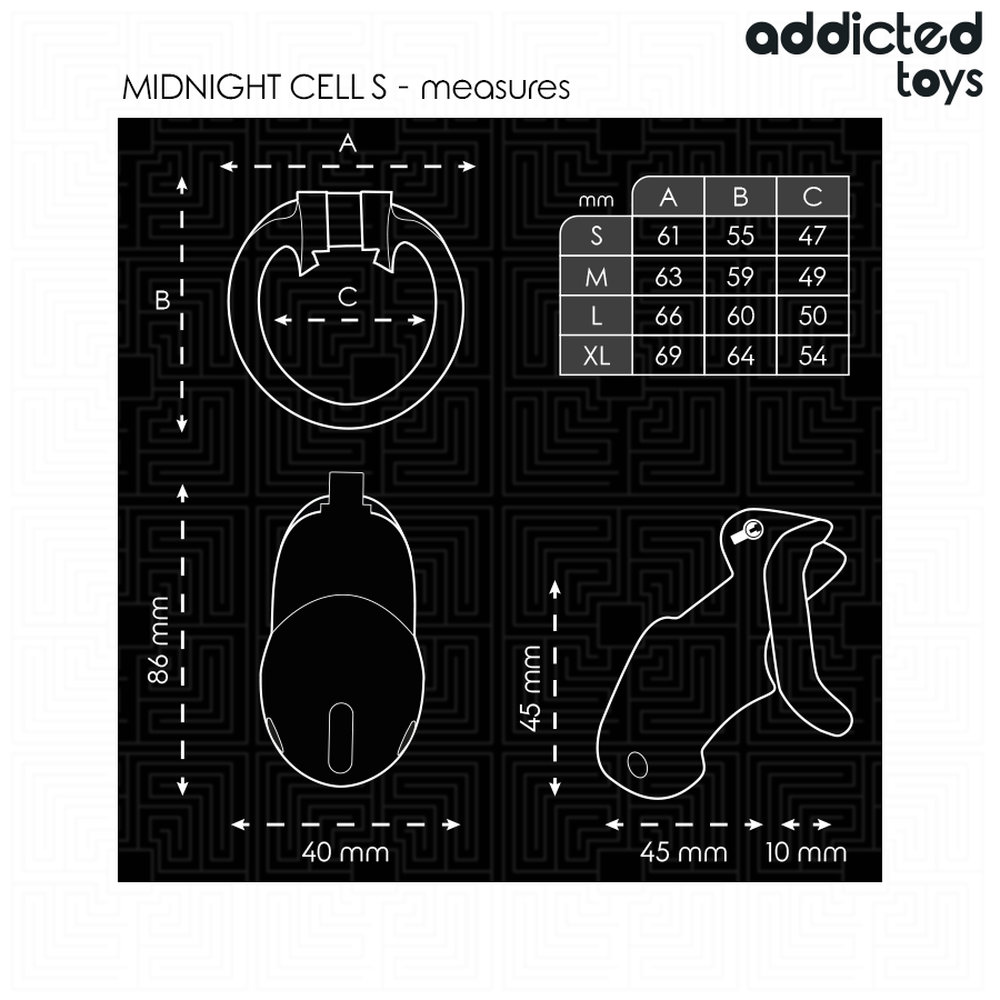 ADDICTED TOYS LOCKED- MINDNIGHT CELL PENIS CAGE SIZE S 4.8 CM