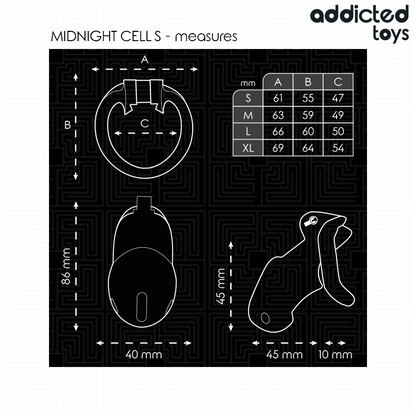 ADDICTED TOYS LOCKED- MINDNIGHT CELL PENIS CAGE SIZE S 4.8 CM