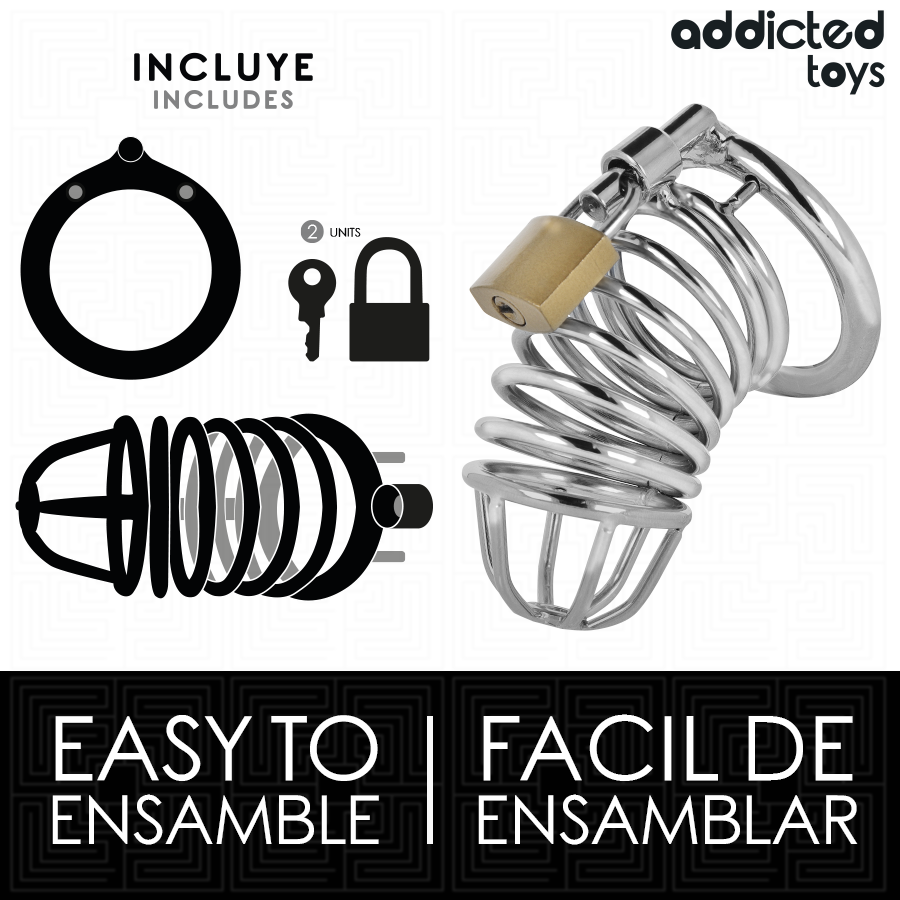 ADDICTED TOYS LOCKED - METAL PENIS CAGE WITH IRON CELLS 4 CM SIZE S