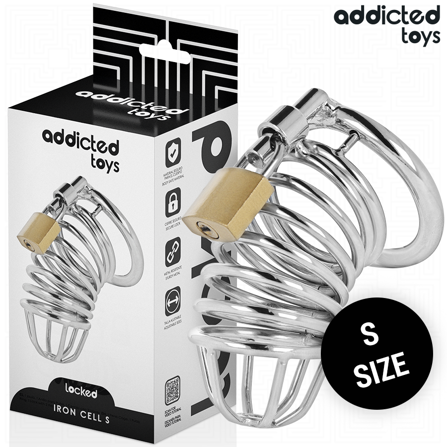 ADDICTED TOYS LOCKED - METAL PENIS CAGE WITH IRON CELLS 4 CM SIZE S