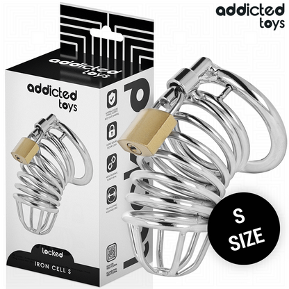 ADDICTED TOYS LOCKED - METAL PENIS CAGE WITH IRON CELLS 4 CM SIZE S
