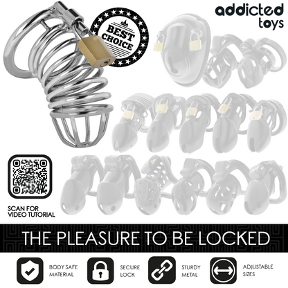 ADDICTED TOYS LOCKED - METAL PENIS CAGE WITH IRON CELLS 5 CM SIZE L