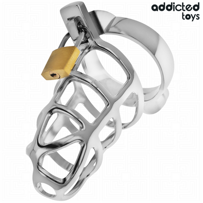ADDICTED TOYS LOCKED - SILVER LOCKING METAL PENIS CAGE SIZE S