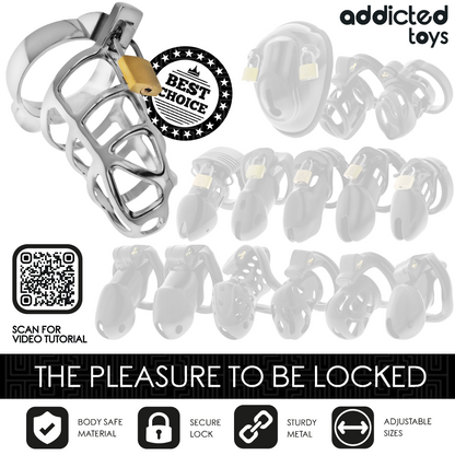 ADDICTED TOYS LOCKED - SILVER LOCKING METAL PENIS CAGE SIZE S