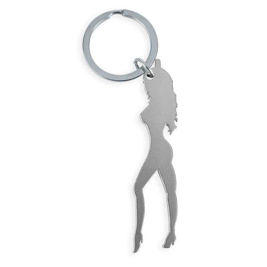 DIABLO PICANTE - PORTACHIAVI CON SILHOUETTE FEMMINILE COLOR ARGENTO CON APRIBIRRA