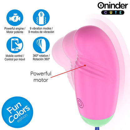 ONINDER CUTE - 360° VIBRO-ROTATING SILICONE EGG FOR LOVE AND PLEASURE - FREE APP WORLDWIDE
