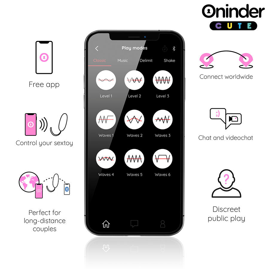 ONINDER CUTE - 360° VIBRO-ROTATING SILICONE EGG FOR LOVE AND PLEASURE - FREE APP WORLDWIDE