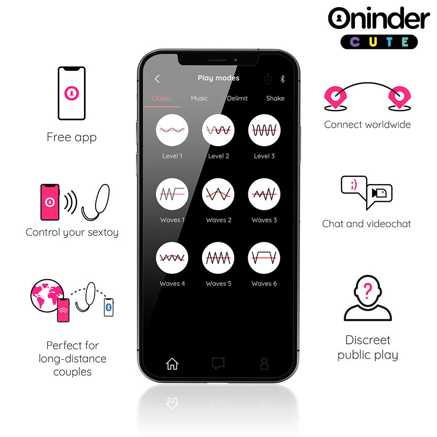 ONINDER CUTE - SILICONE EGG WITH VIBRO-WAVE AND PLEASURE - FREE APP WORLDWIDE