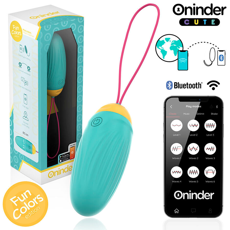 ONINDER CUTE - SILICONE ROTATING VIBRATING EGG WITH GEM FOR LOVE AND PLEASURE - FREE APP WORLDWIDE
