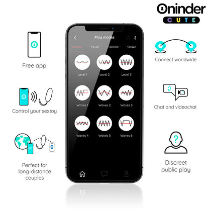 ONINDER CUTE - SILICONE ROTATING VIBRATING EGG WITH GEM FOR LOVE AND PLEASURE - FREE APP WORLDWIDE
