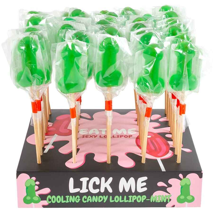 SECRETPLAY - ESPOSITORE DI LECCA-LECCA A FORMA DI PENE ALLA MENTA CON EFFETTO FREDDO (40 UNITÀ)