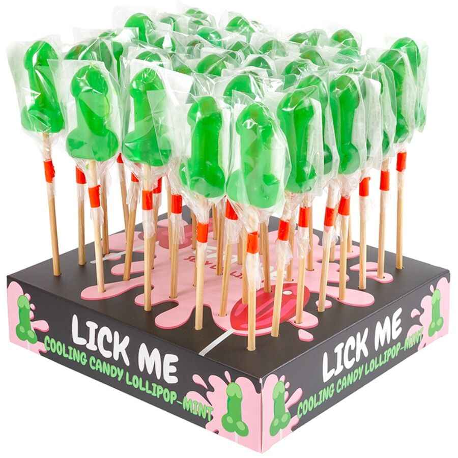 SECRETPLAY - ESPOSITORE DI LECCA-LECCA A FORMA DI PENE ALLA MENTA CON EFFETTO FREDDO (40 UNITÀ)