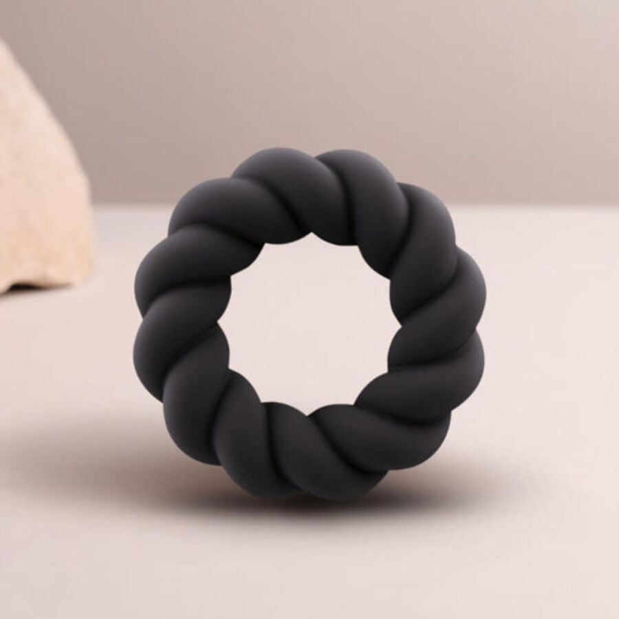 ROCKS-OFF - BLACK SILICONE TWIST MASTURBATOR RING