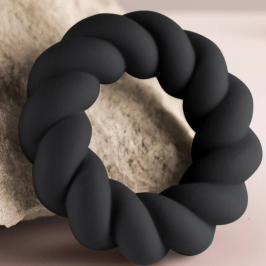 ROCKS-OFF - BLACK SILICONE TWIST MASTURBATOR RING
